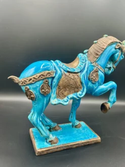 Cheval en céramique émaillée craquelée vintage