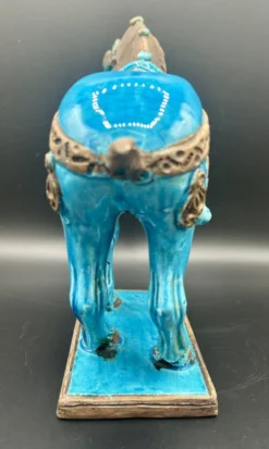 Cheval en céramique émaillée craquelée vintage