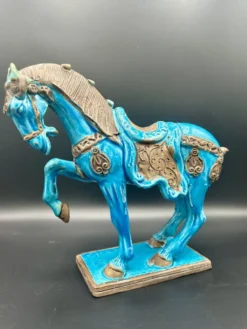 Cheval en céramique émaillée craquelée vintage