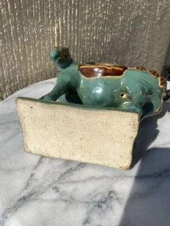 Cheval vintage en Ceramique émaillée turquoise