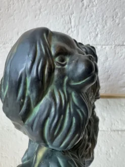 Chien pékinois céramique patine bronze années 60