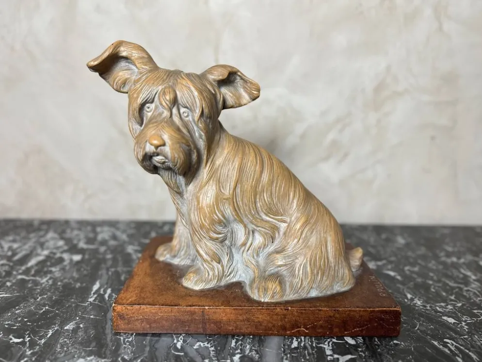 Chien terre cuite Signé R.Pollin