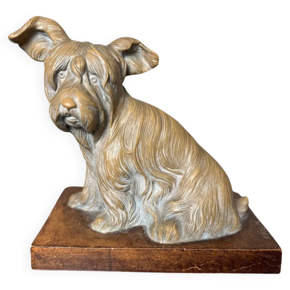 Chien terre cuite Signé R.Pollin