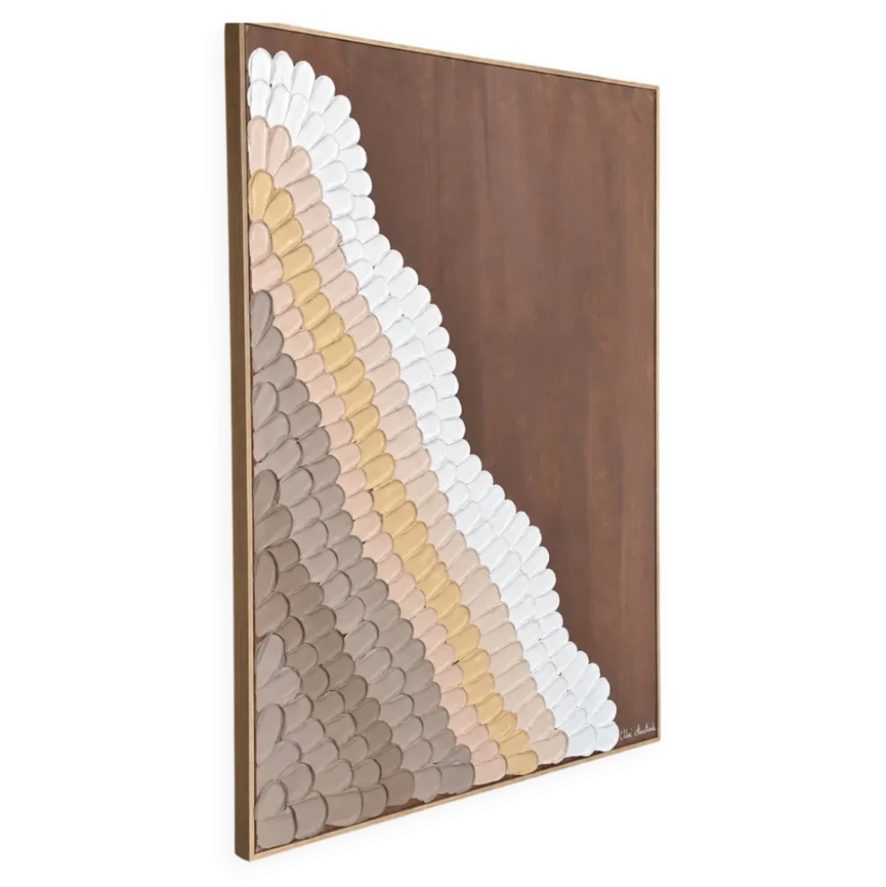 Chocolat d’or Œuvre Texturée Originale 60x80cm Fait Main en France