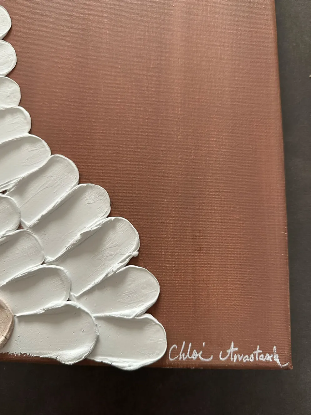 Chocolat d’or Œuvre Texturée Originale 60x80cm Fait Main en France