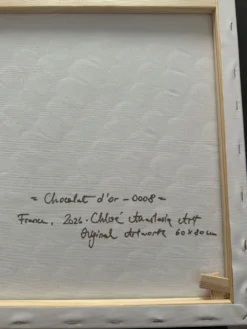 Chocolat d’or Œuvre Texturée Originale 60x80cm Fait Main en France