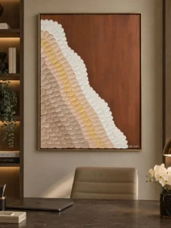 Chocolat d’or Œuvre Texturée Originale 60x80cm Fait Main en France