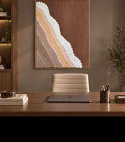 Chocolat d’or Œuvre Texturée Originale 60x80cm Fait Main en France