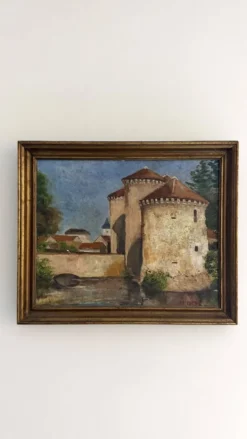 Château de Bourg-Archambault – Huile sur toile datée 1885 – Monogramme