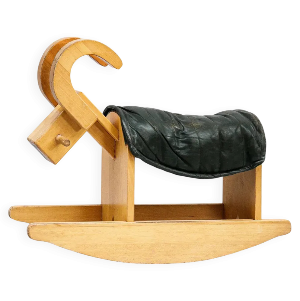 Chèvre à bascule en bois vintage des années 1960