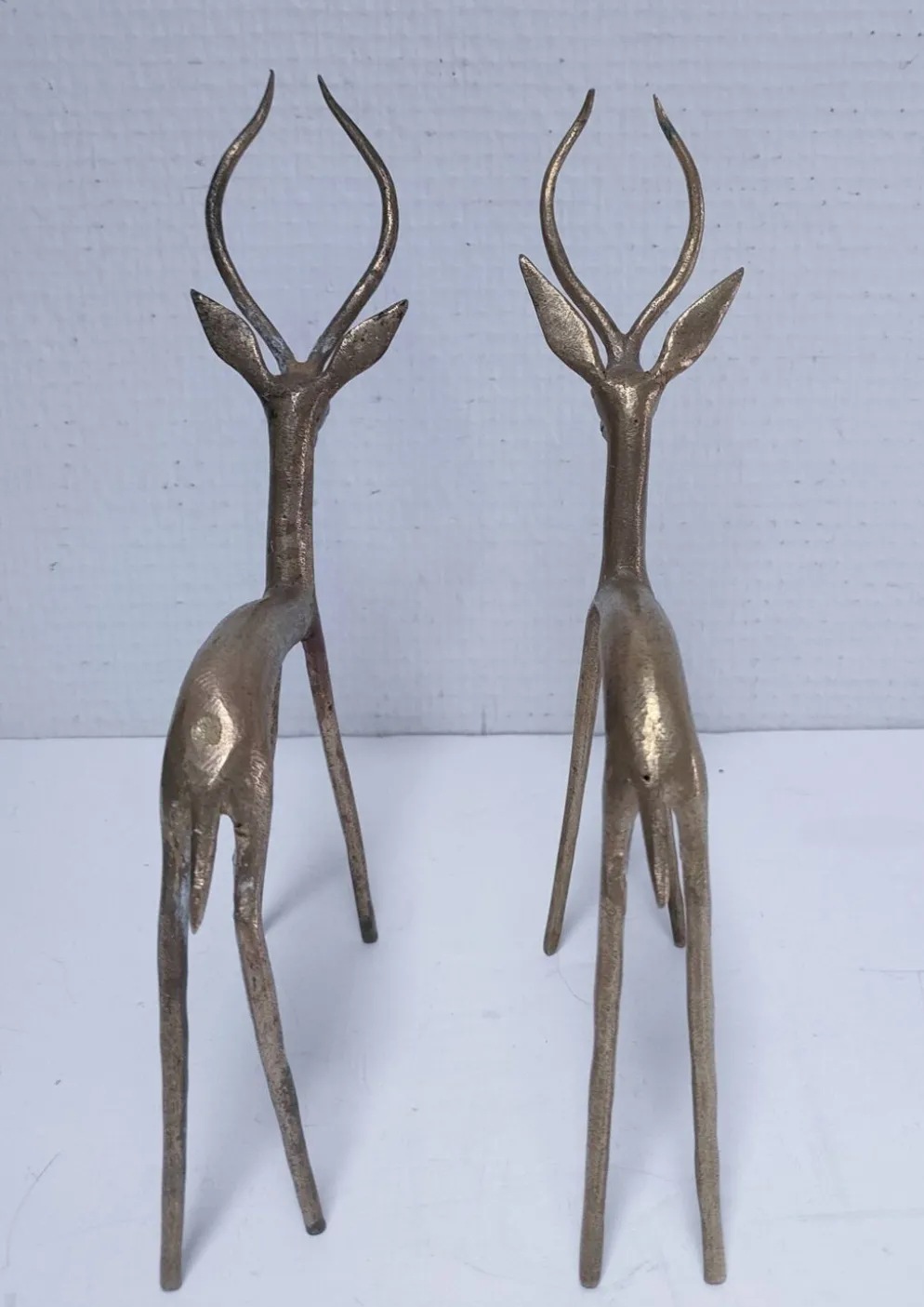 cinq sculptures gazelles antilopes girafe laiton vintage