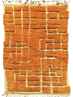Clementine - Tapis berbère orange en laine sur mesure