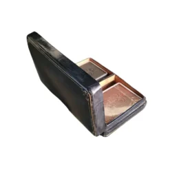Coffret ancien de jeux de cartes FFB en cuir véritable