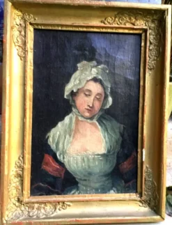 École française de la fin du XVIIIeme.huile sur toile.portrait de jeune femme