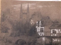 Collage dessins à la mine de plomb et craie blanche 1872