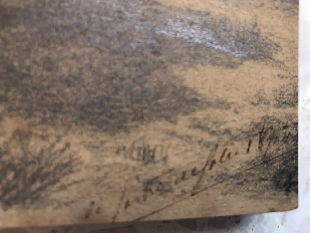 Collage dessins à la mine de plomb et craie blanche 1872