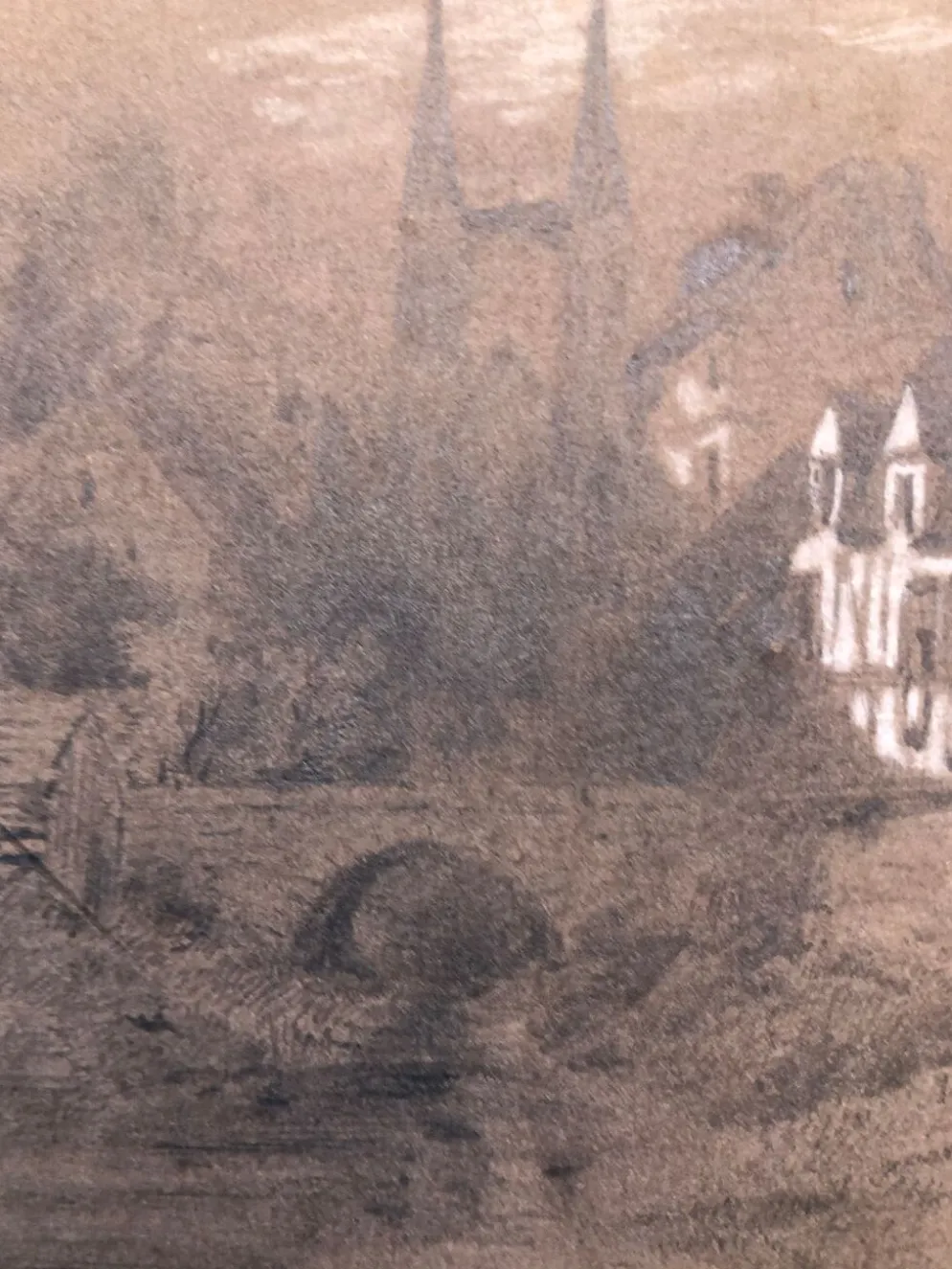 Collage dessins à la mine de plomb et craie blanche 1872