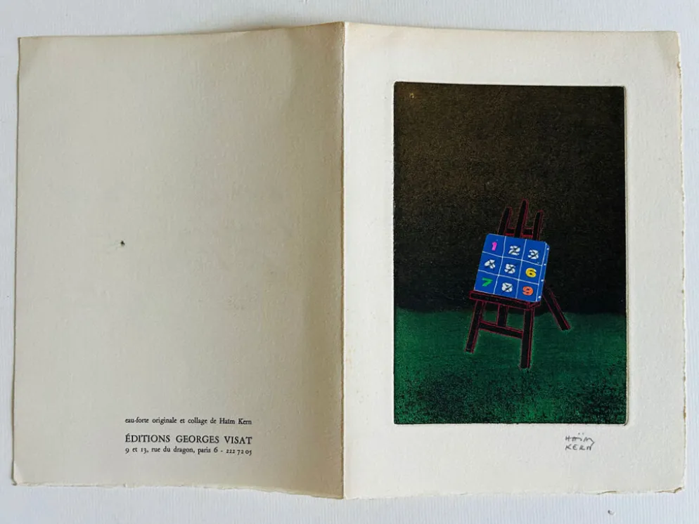 Collage de travail L'Easel par Haim Kern. Signature.
