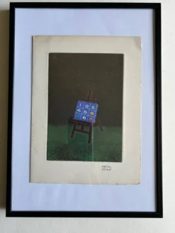 Collage de travail L'Easel par Haim Kern. Signature.