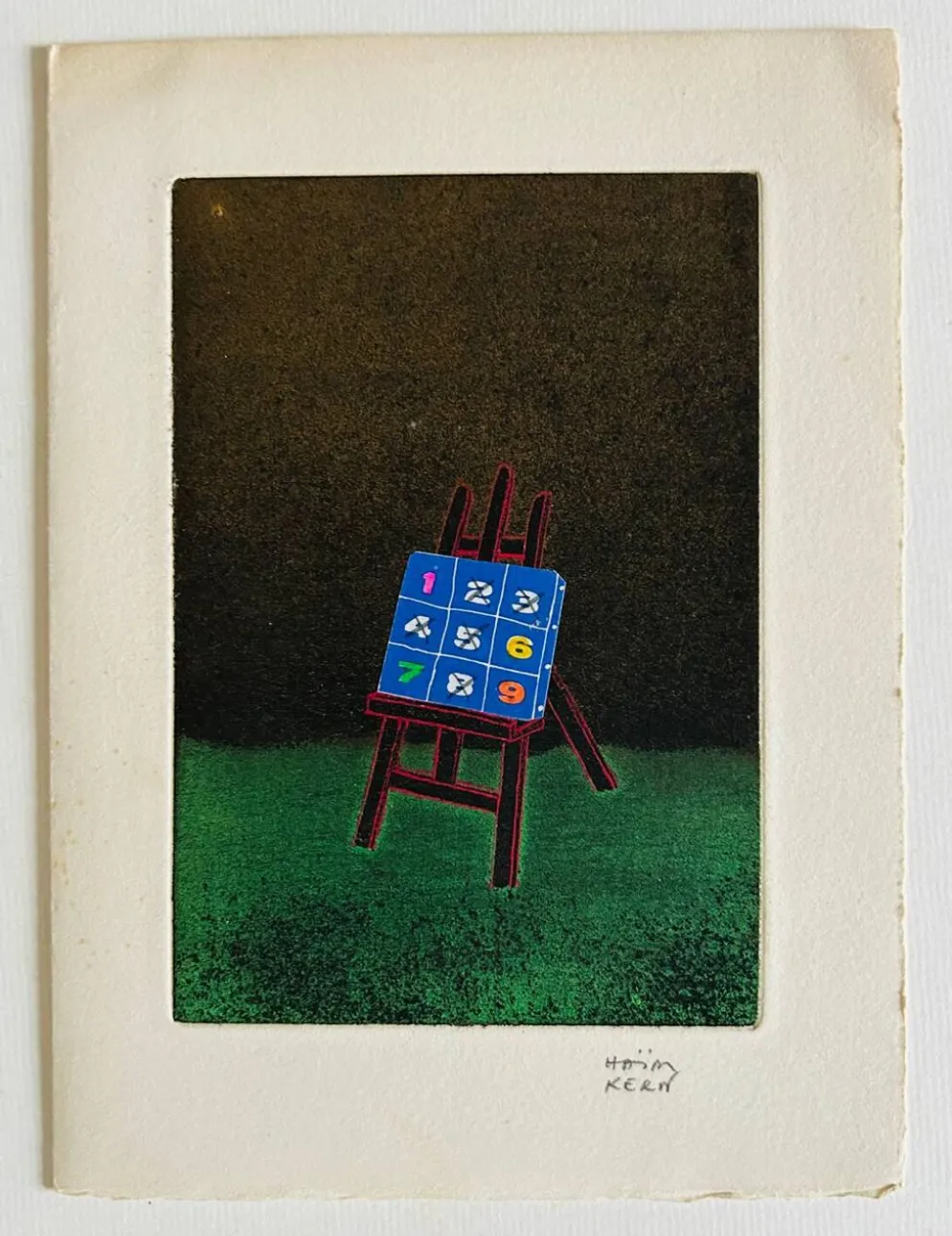 Collage de travail L'Easel par Haim Kern. Signature.