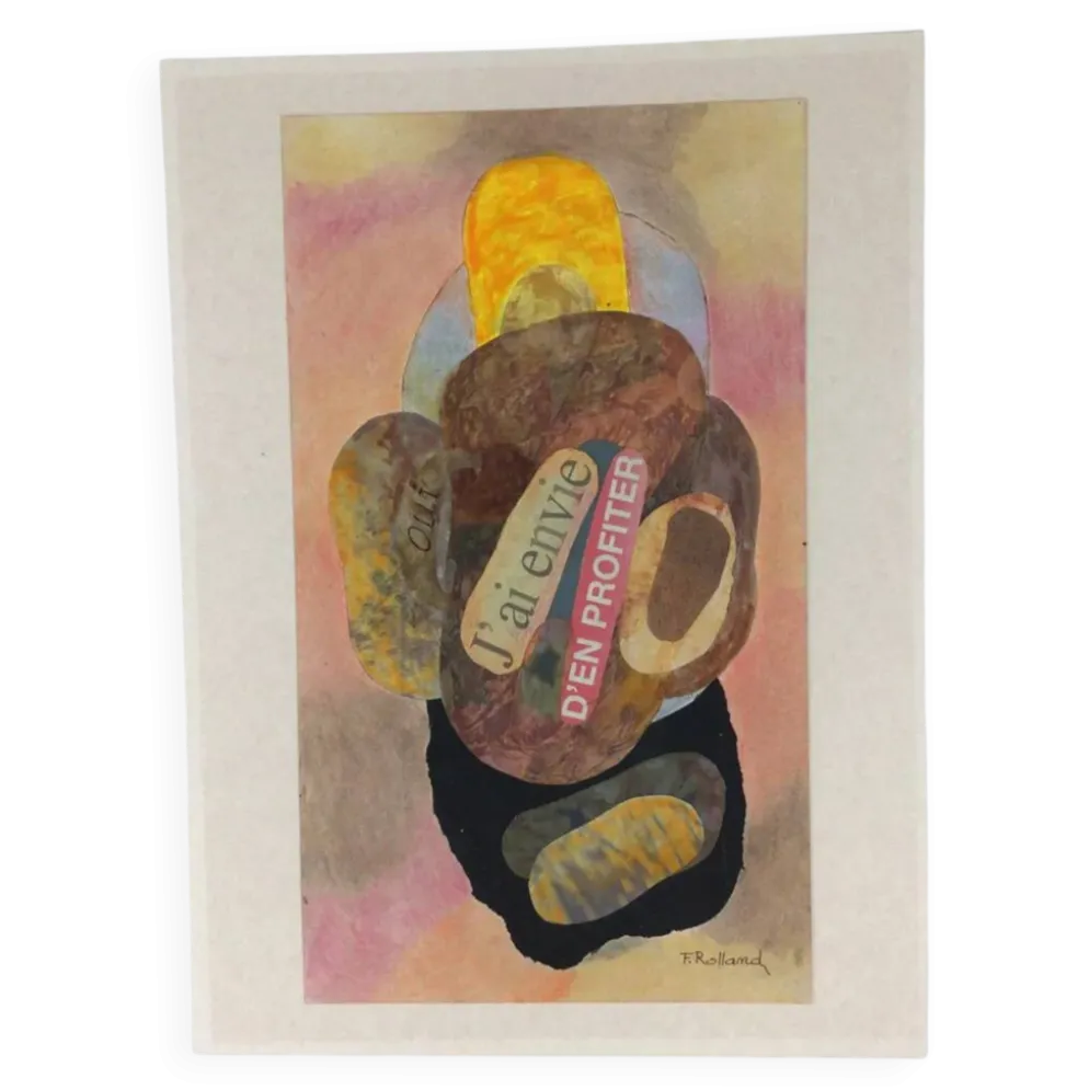 Collage sur carton par fernand rolland (1920-2004)