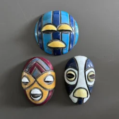 Collection de 3 masques africains en céramique