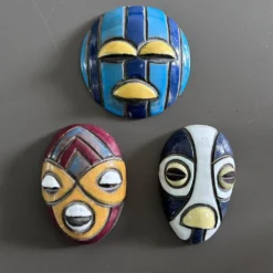 Collection de 3 masques africains en céramique