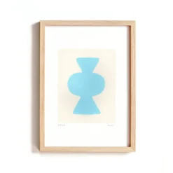 Collection de 4 peintures abstraites bleu ciel signées Eawy