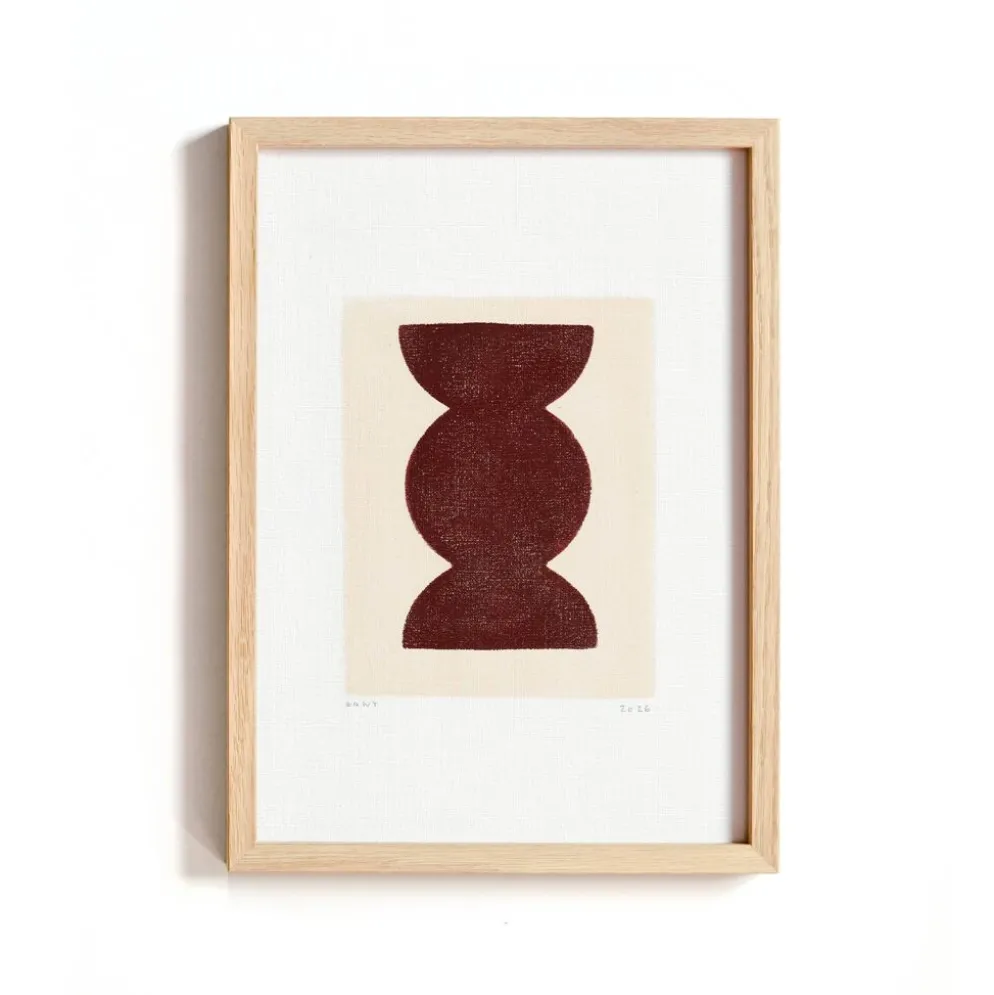 Collection de 4 peintures abstraites sur papier col.marron signées Eawy
