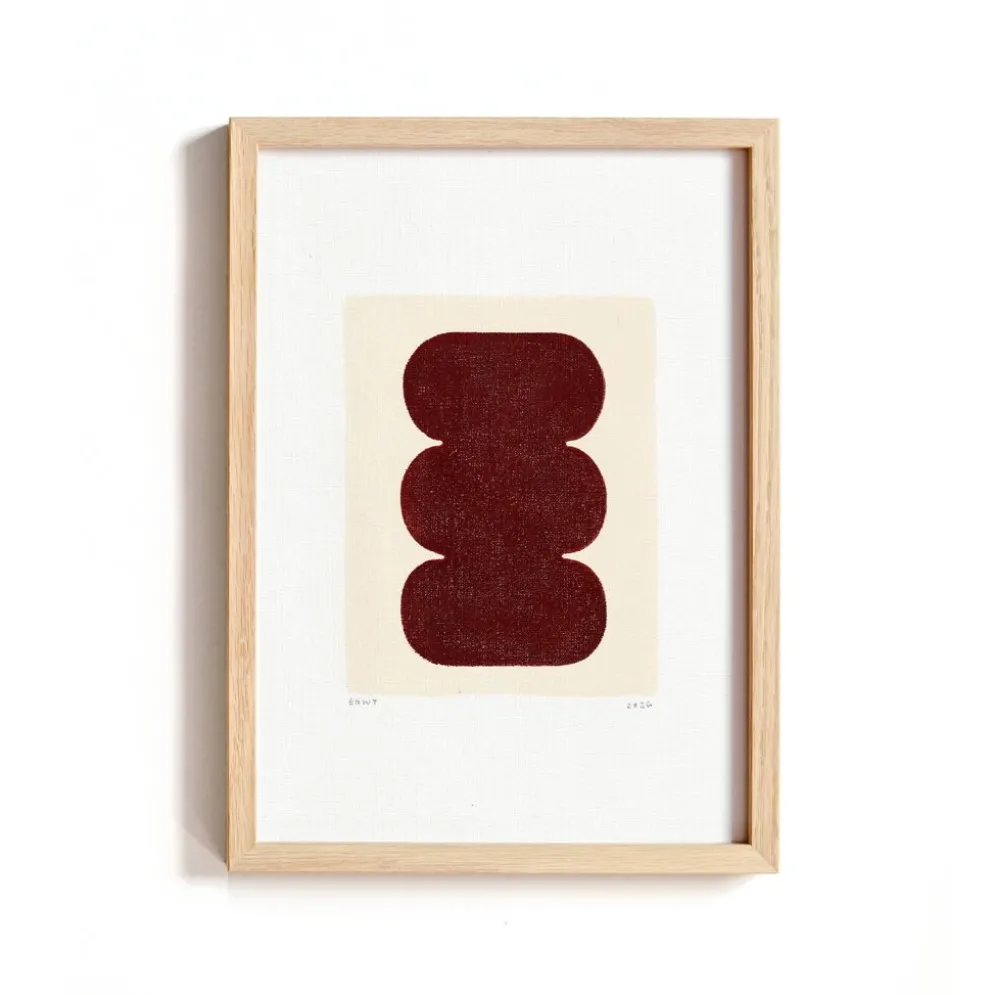 Collection de 4 peintures abstraites sur papier col.marron signées Eawy