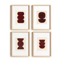 Collection de 4 peintures abstraites sur papier col.marron signées Eawy