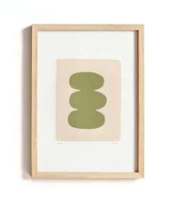 Collection de 4 peintures abstraites col.vert sauge signées Eawy