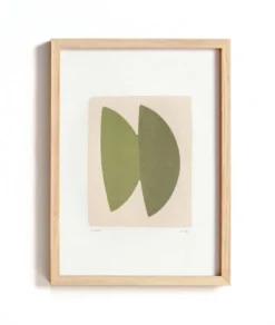 Collection de 4 peintures abstraites col.vert sauge signées Eawy