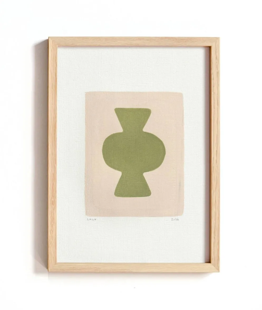 Collection de 4 peintures abstraites col.vert sauge signées Eawy