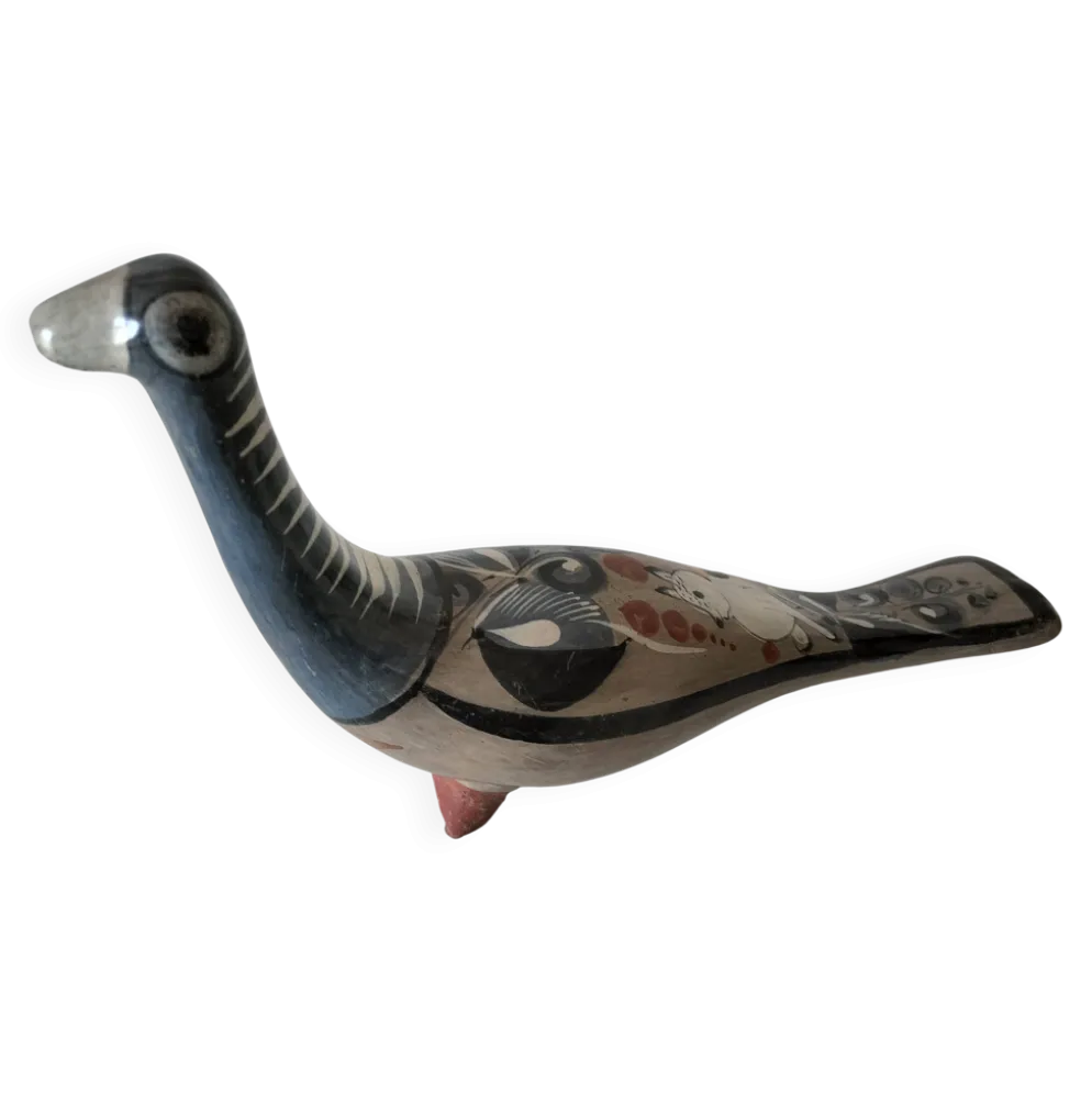 Colombe en céramique du Mexique – Décor au chat nahual