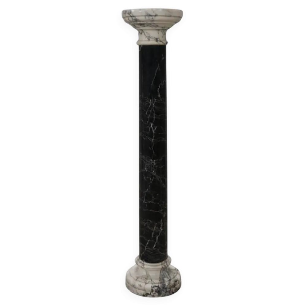 Colonne antique en marbre noir et blanc, Italie fin du 19ème siècle
