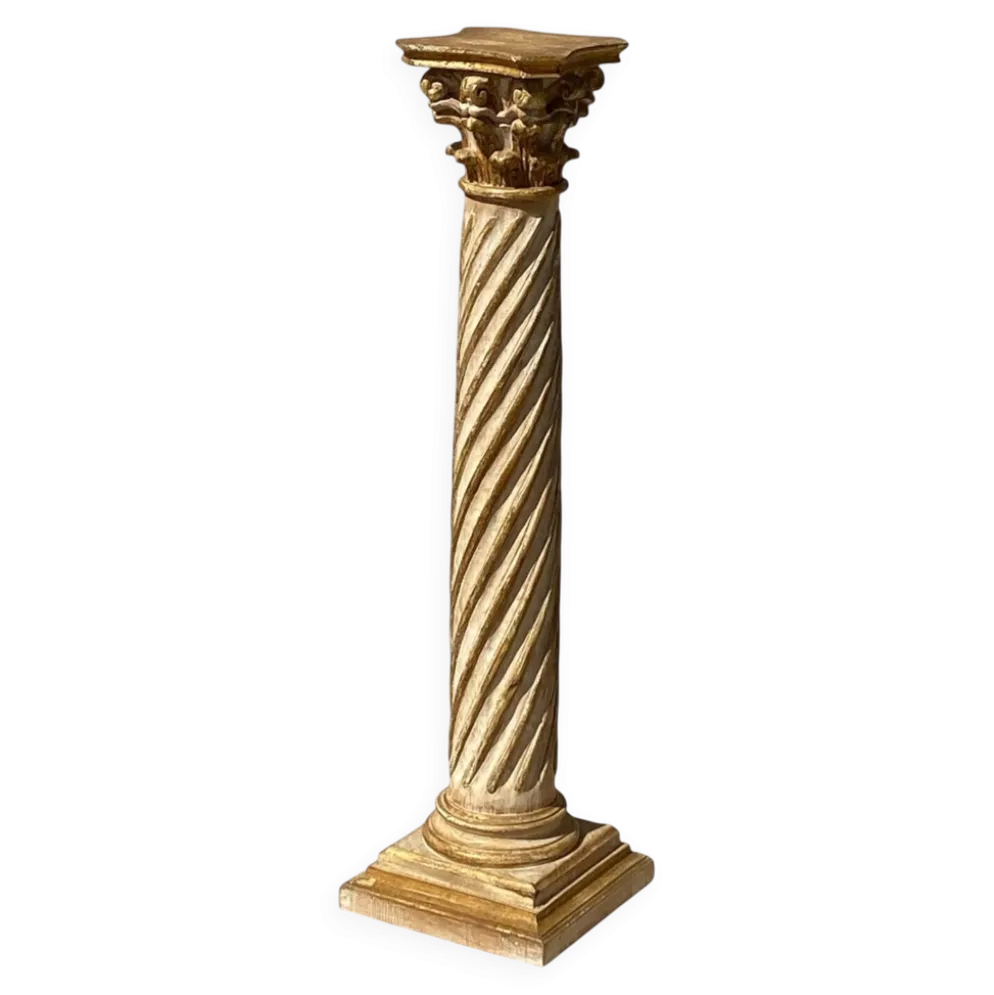 Colonne en bois style corinthien avec dorures