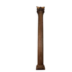 Colonne en chêne sculpté, fût cannelé et chapiteau corinthien, XVIIIème siècle