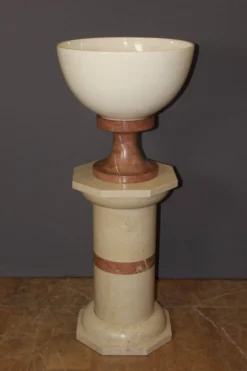 Colonne et sa vasque en marbre et céramique vers 1980