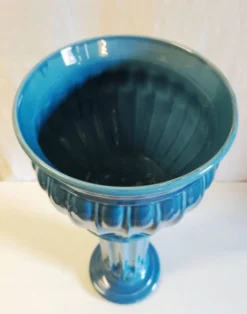 Colonne et vasque style Art-Déco en céramique émaillée bleu - mid. XXe