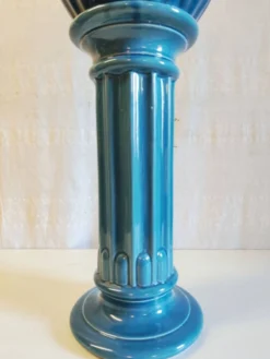 Colonne et vasque style Art-Déco en céramique émaillée bleu - mid. XXe