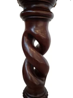 Colonne élégante porte-plantes/bustes en acajou – Vintage années 60