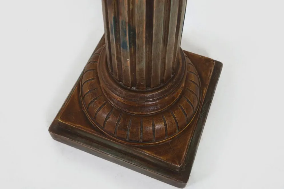 Colonne ou piédestal corinthien en bois sculpté ancien, France vers 1890