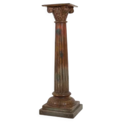 Colonne ou piédestal corinthien en bois sculpté ancien, France vers 1890