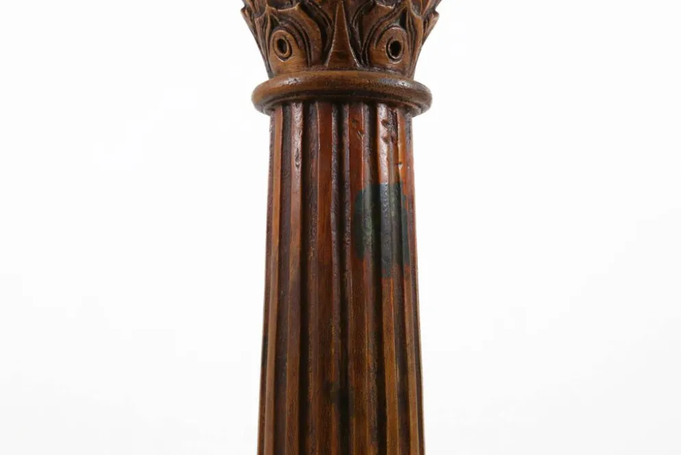 Colonne ou piédestal corinthien en bois sculpté ancien, France vers 1890