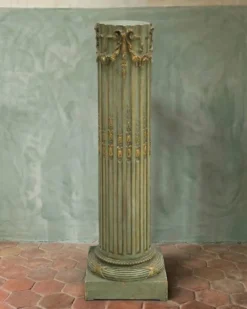 Colonne piédestal style Louis XVI vert olive