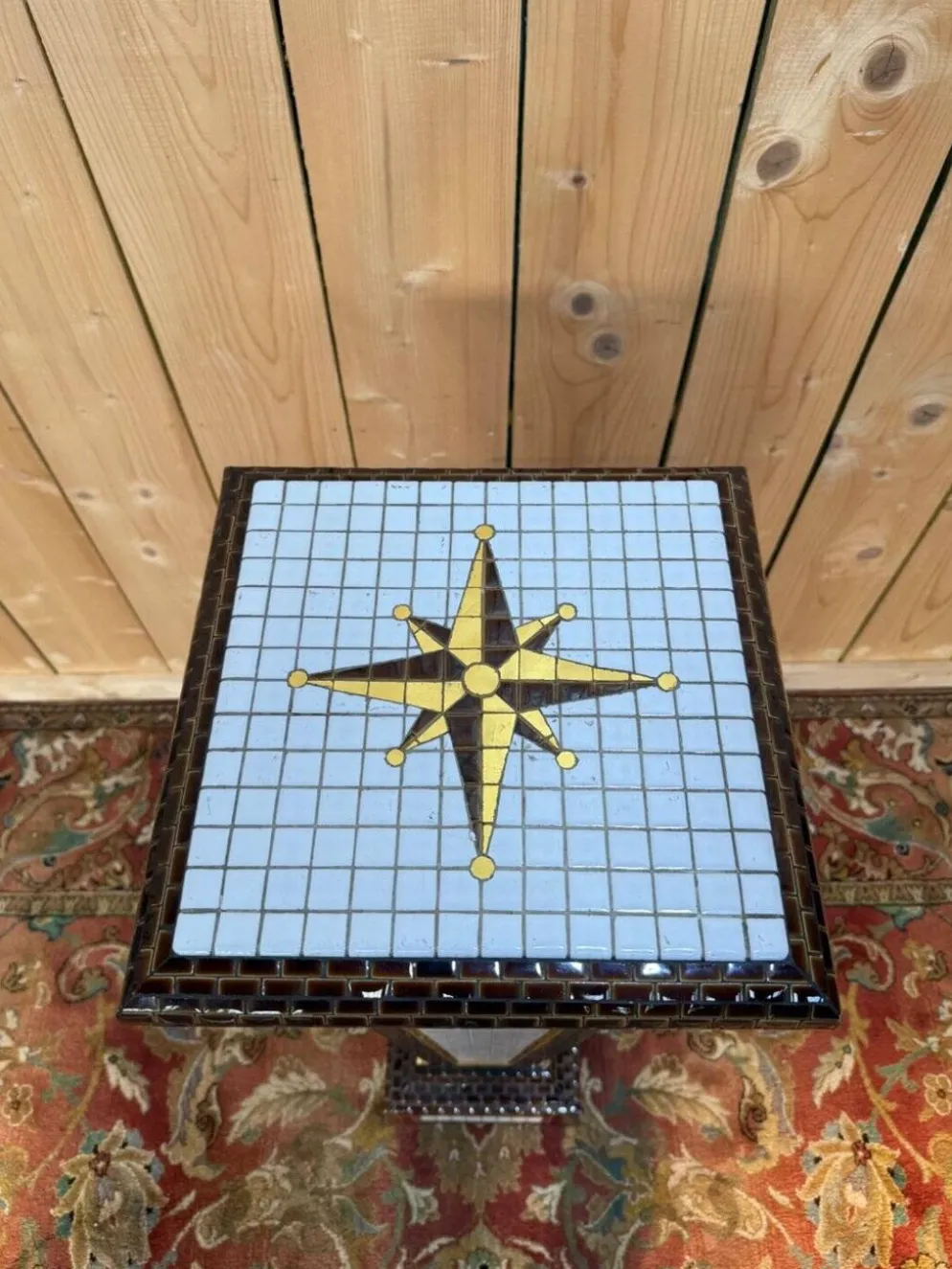 Colonne - Sellette - Gaine Art Déco – Faïence émaillée mosaïque – Années 19
