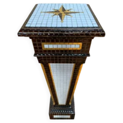 Colonne - Sellette - Gaine Art Déco – Faïence émaillée mosaïque – Années 19
