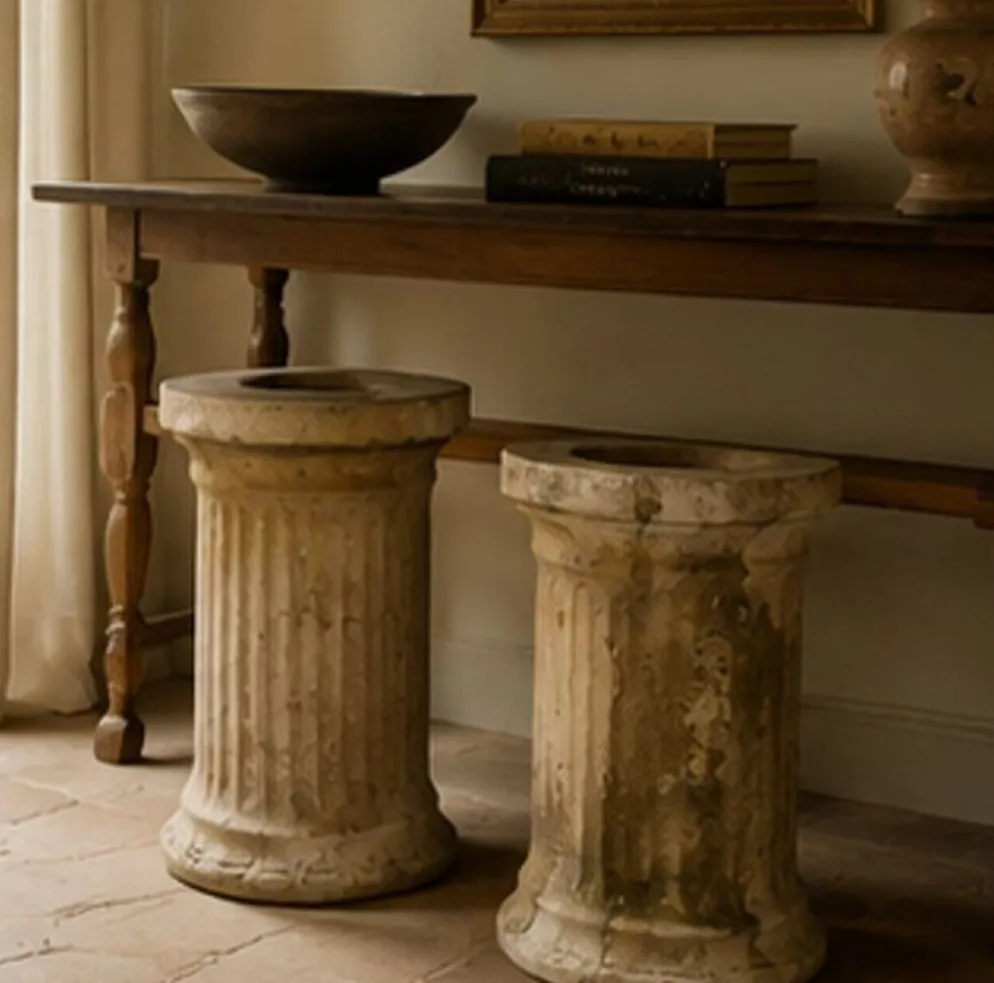 Colonnes en terre cuite antiques pour jardinières, années 1950-1960