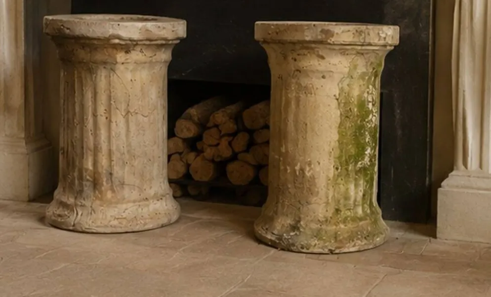 Colonnes en terre cuite antiques pour jardinières, années 1950-1960
